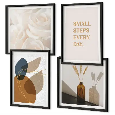 Set posters met lijst met abstracte vormen als accent