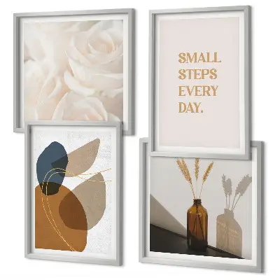 Set posters met lijst met abstracte vormen als accent