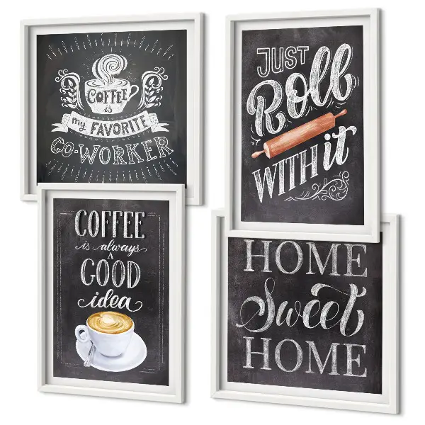 Set van posters met lijsten koffie thema met warme kleuren