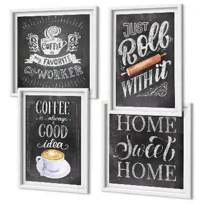 Set van posters met lijst Koffieroller, thuis, warmte