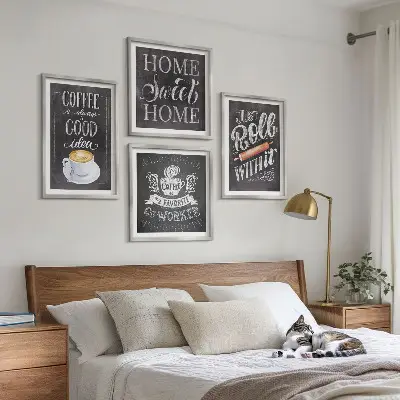 Set van posters met lijsten koffie thema met warme kleuren