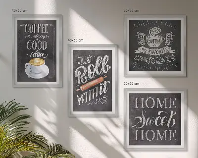 Set van posters met lijsten koffie thema met warme kleuren