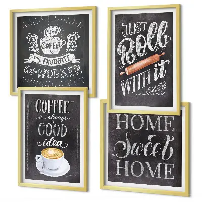 Set van posters met lijsten koffie thema met warme kleuren