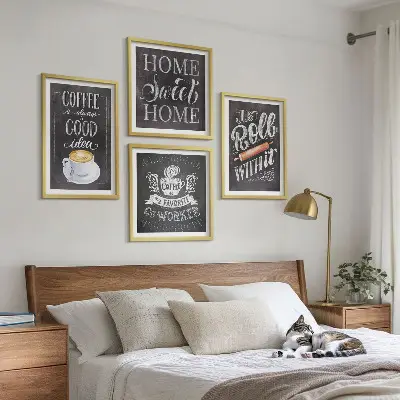 Set van posters met lijsten koffie thema met warme kleuren