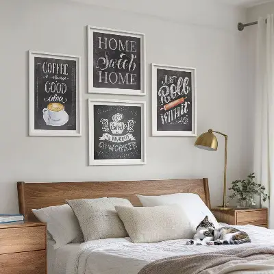 Set van posters met lijsten koffie thema met warme kleuren