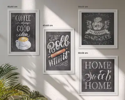 Set van posters met lijsten koffie thema met warme kleuren