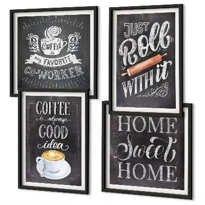 Set van posters met lijsten koffie thema met warme kleuren