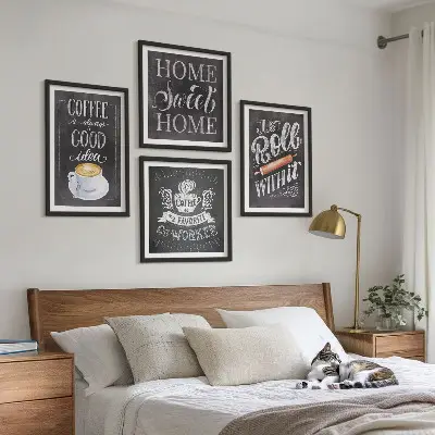 Set van posters met lijsten koffie thema met warme kleuren