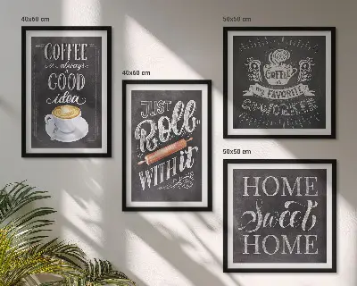 Set van posters met lijsten koffie thema met warme kleuren