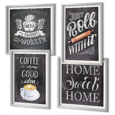 Set van posters met lijsten koffie thema met warme kleuren