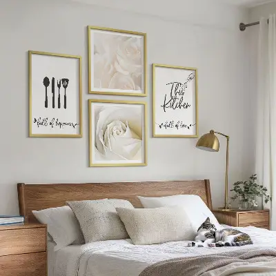 Bauhaus geometrische patronen set van posters met lijst
