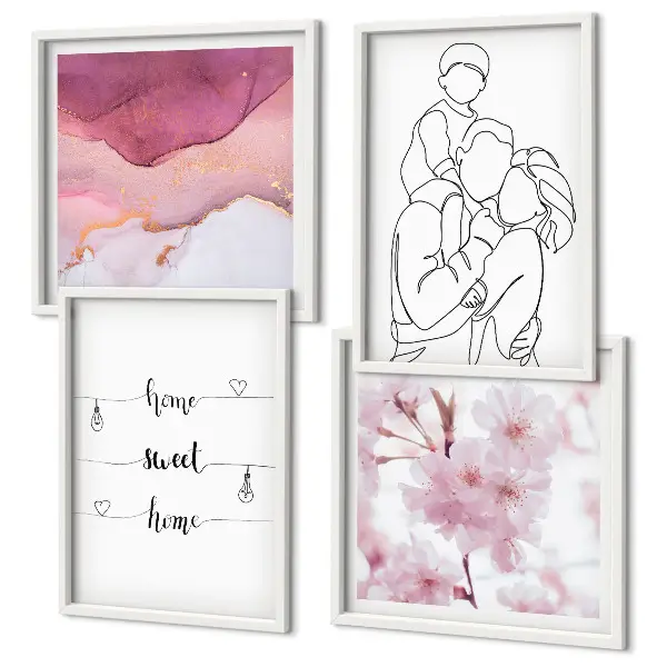 Bloemenfamilie minimalistisch meerluik in lijst