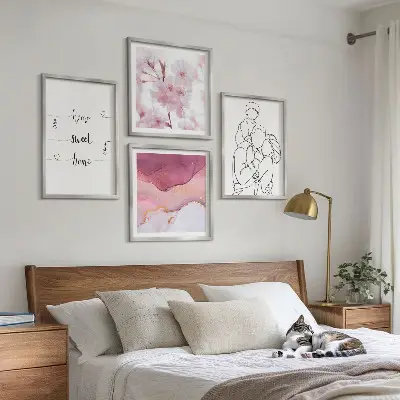 Bloemenfamilie minimalistisch meerluik in lijst