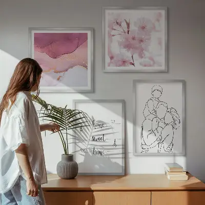 Bloemenfamilie minimalistisch meerluik in lijst