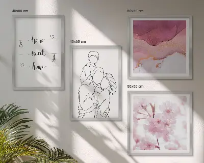 Bloemenfamilie minimalistisch meerluik in lijst