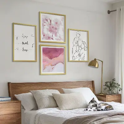 Bloemenfamilie minimalistisch meerluik in lijst
