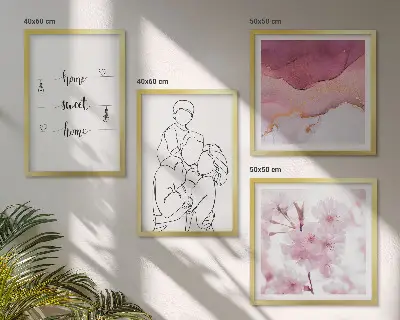 Bloemenfamilie minimalistisch meerluik in lijst