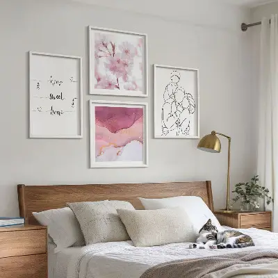 Bloemenfamilie minimalistisch meerluik in lijst