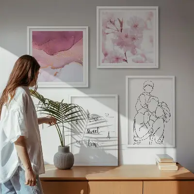 Bloemenfamilie minimalistisch meerluik in lijst