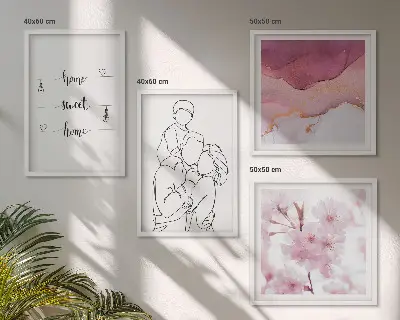 Bloemenfamilie minimalistisch meerluik in lijst