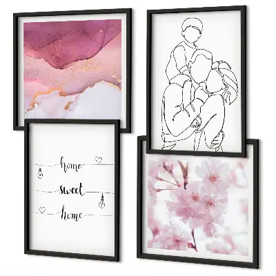 Bloemenfamilie minimalistisch meerluik in lijst