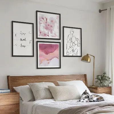 Bloemenfamilie minimalistisch meerluik in lijst