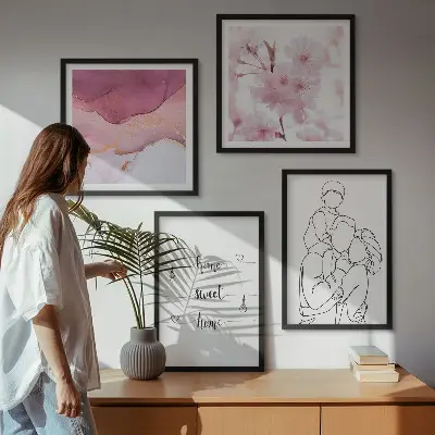 Bloemenfamilie minimalistisch meerluik in lijst
