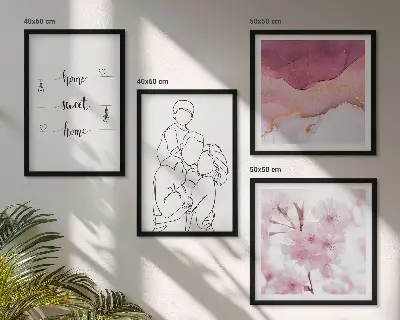 Bloemenfamilie minimalistisch meerluik in lijst