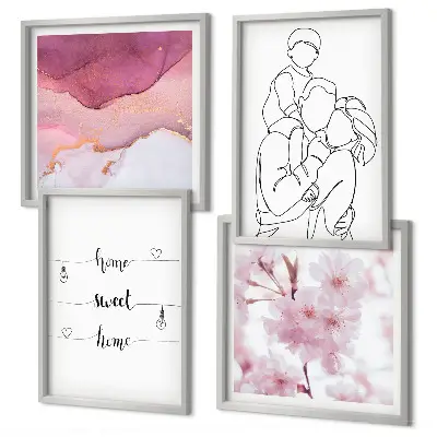 Bloemenfamilie minimalistisch meerluik in lijst
