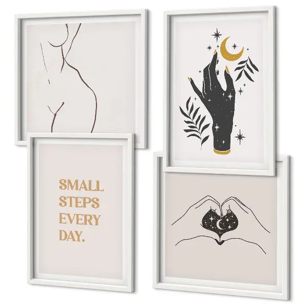 Minimalistische boho-illustraties meerluik in lijst