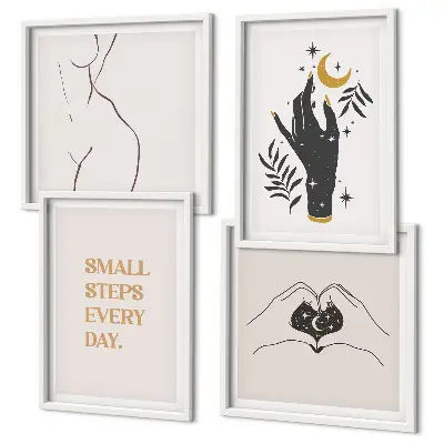 Minimalistische boho-illustraties meerluik in lijst