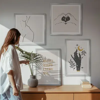 Minimalistische boho-illustraties meerluik in lijst