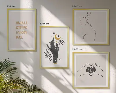 Minimalistische boho-illustraties meerluik in lijst