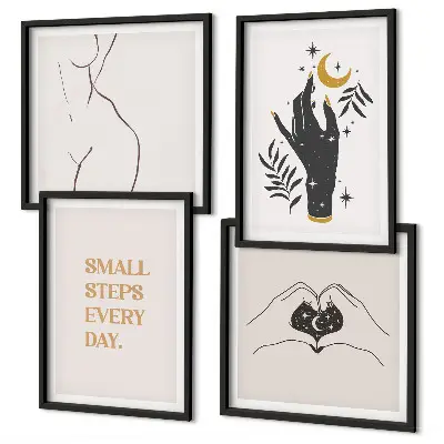 Minimalistische boho-illustraties meerluik in lijst