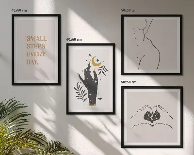 Minimalistische boho-illustraties meerluik in lijst