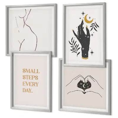 Minimalistische boho-illustraties meerluik in lijst