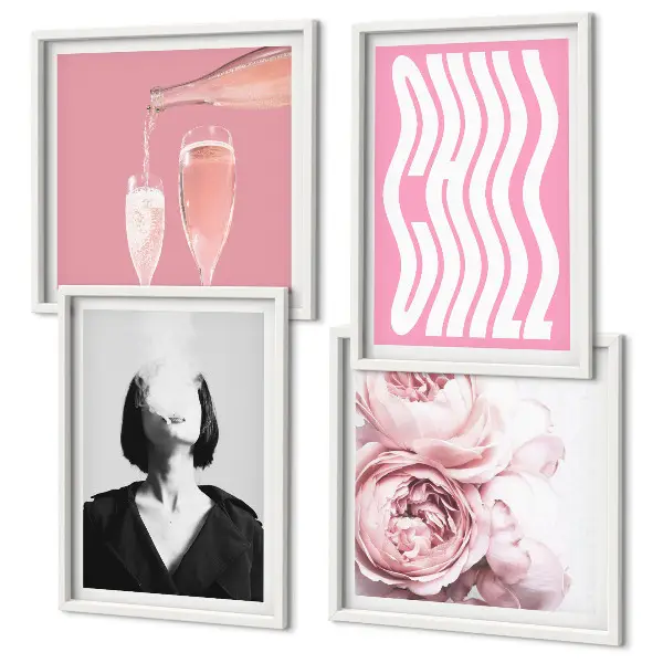 Set posters met lijst Stijlvol portret met champagne set posters met lijst met stijlvol portret met champagne