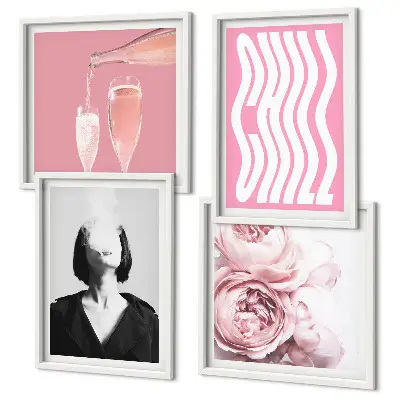 Set van posters met lijst Stijlvol portret met champagne