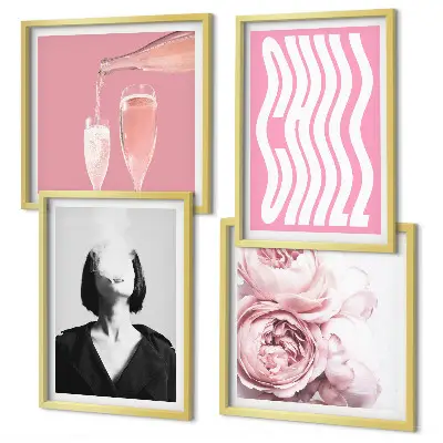 Set posters met lijst Stijlvol portret met champagne set posters met lijst met stijlvol portret met champagne