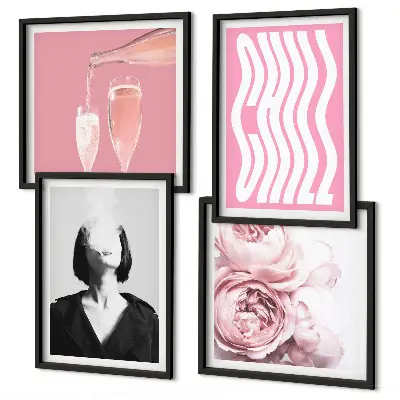 Set posters met lijst Stijlvol portret met champagne set posters met lijst met stijlvol portret met champagne