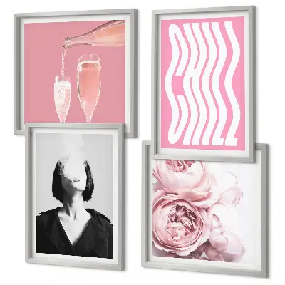 Set posters met lijst Stijlvol portret met champagne set posters met lijst met stijlvol portret met champagne