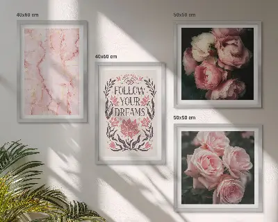 Vintage rozen marmeren dromen meerluik in lijst