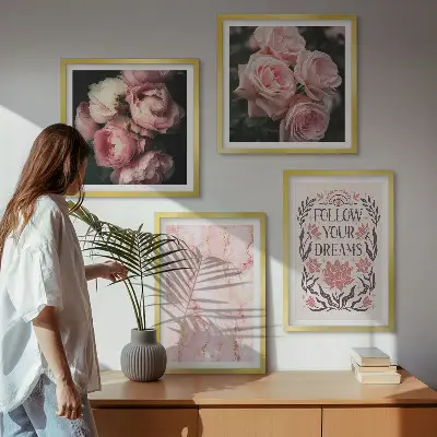 Vintage rozen marmeren dromen meerluik in lijst