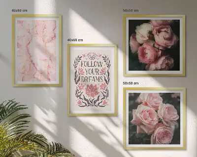 Vintage rozen marmeren dromen meerluik in lijst