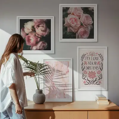 Vintage rozen marmeren dromen meerluik in lijst