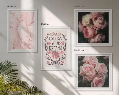Vintage rozen marmeren dromen meerluik in lijst
