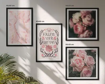 Vintage rozen marmeren dromen meerluik in lijst