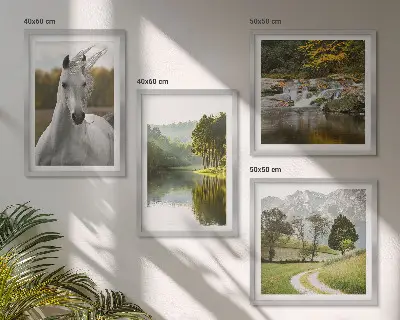 Witte paarden bij de rivier meerluik in lijst