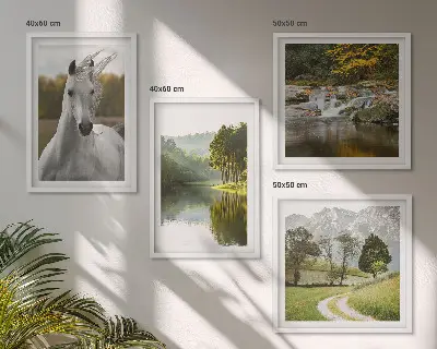 Witte paarden bij de rivier meerluik in lijst