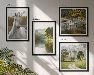 Witte paarden bij de rivier meerluik in lijst